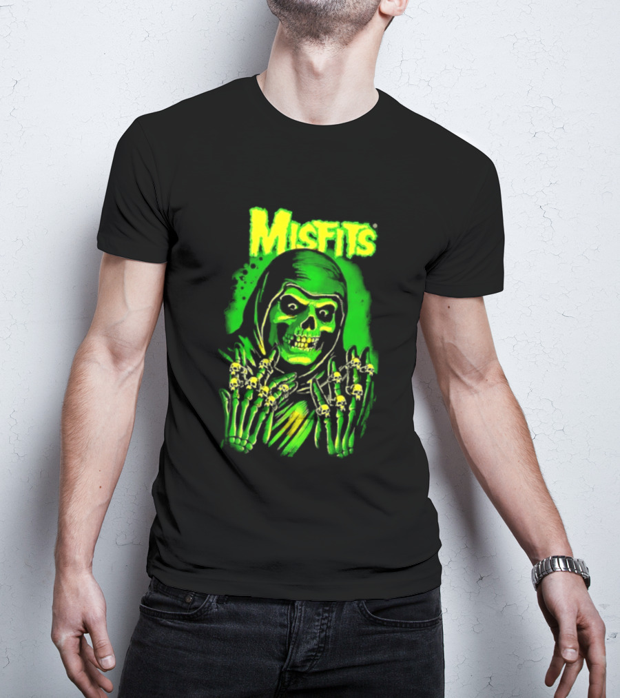 Misfits Fiend Club 26 Punk Rock Jerry Only Skull Neon Green T-Shirt