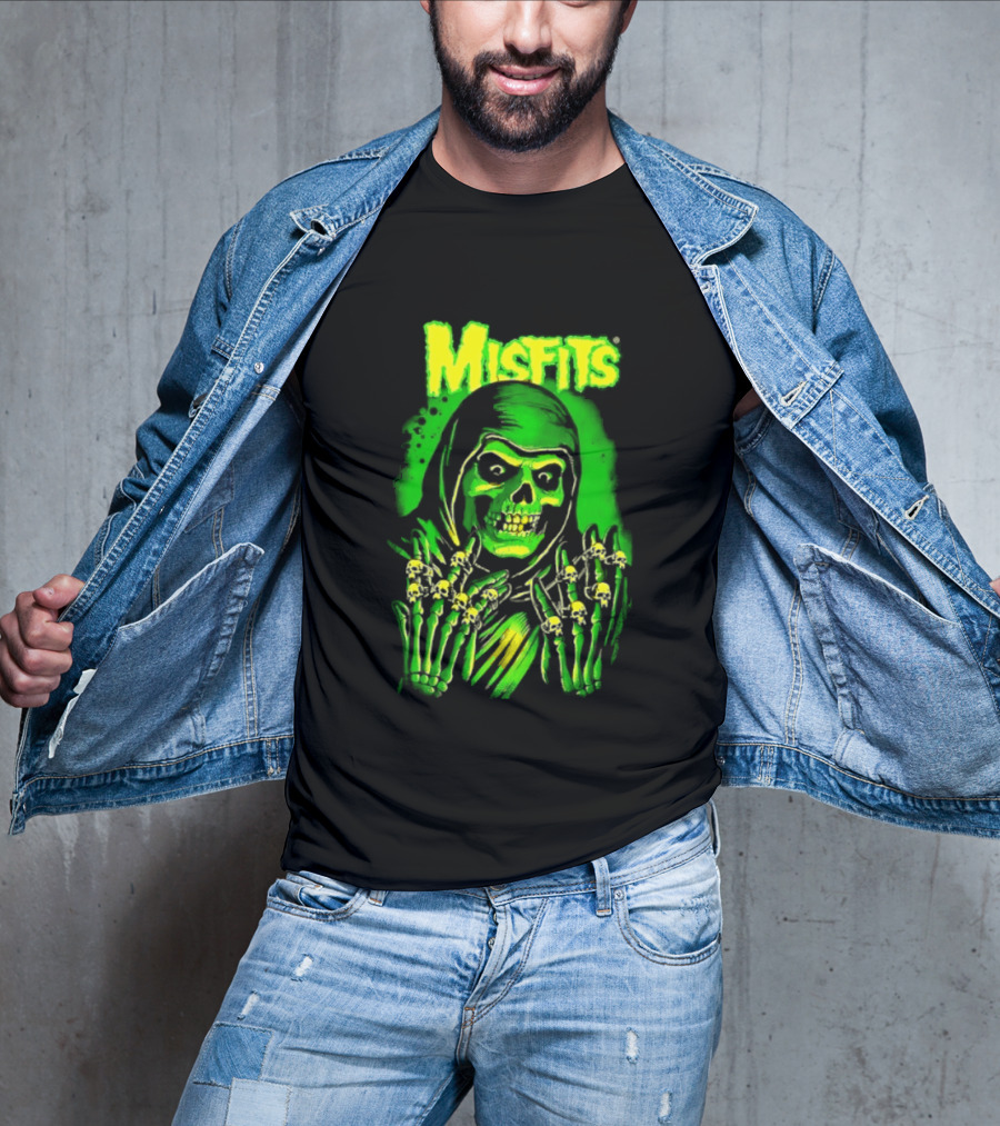 Misfits Fiend Club 26 Punk Rock Jerry Only Skull Neon Green T-Shirt