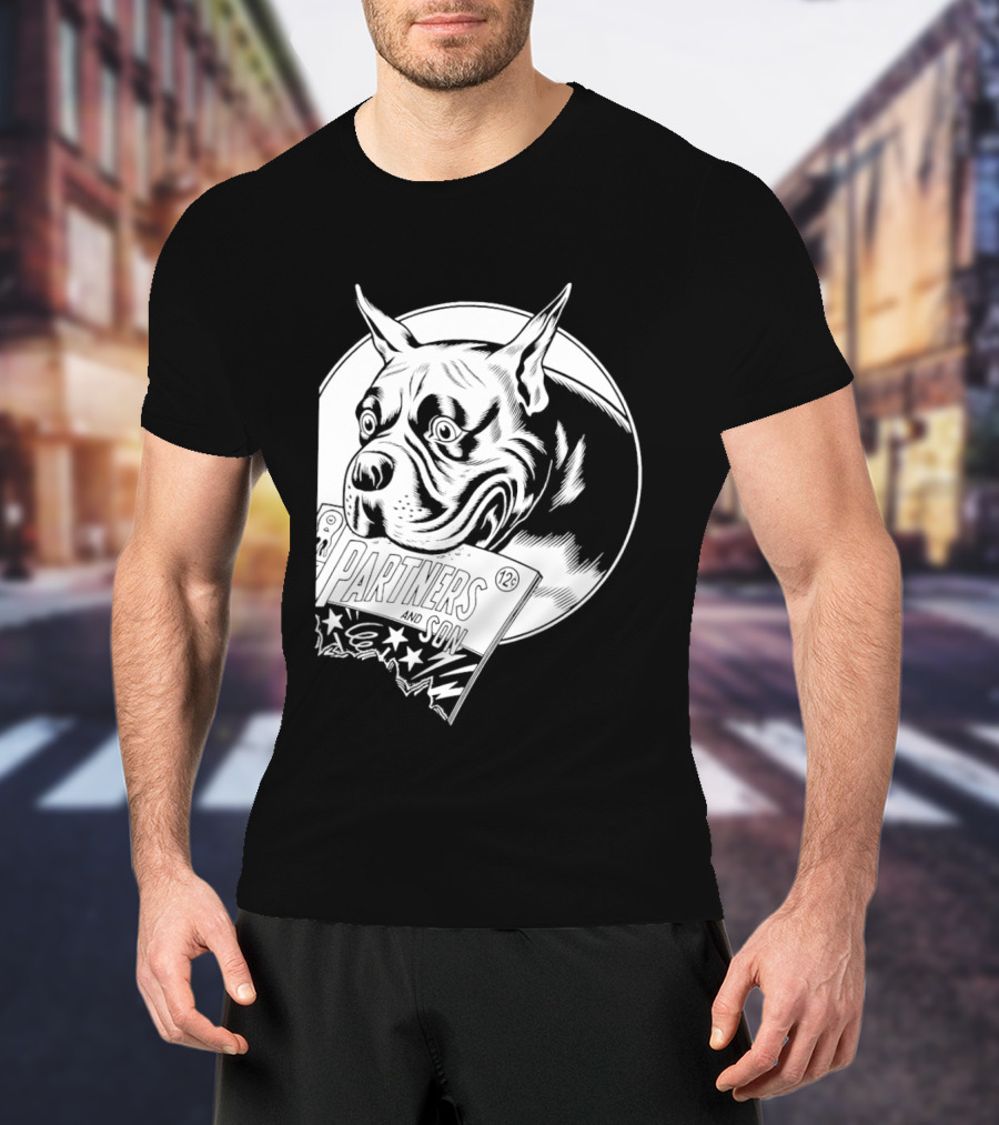 Pitbull Dog Comic Book With Biting Graphic And Stars T-Shirt