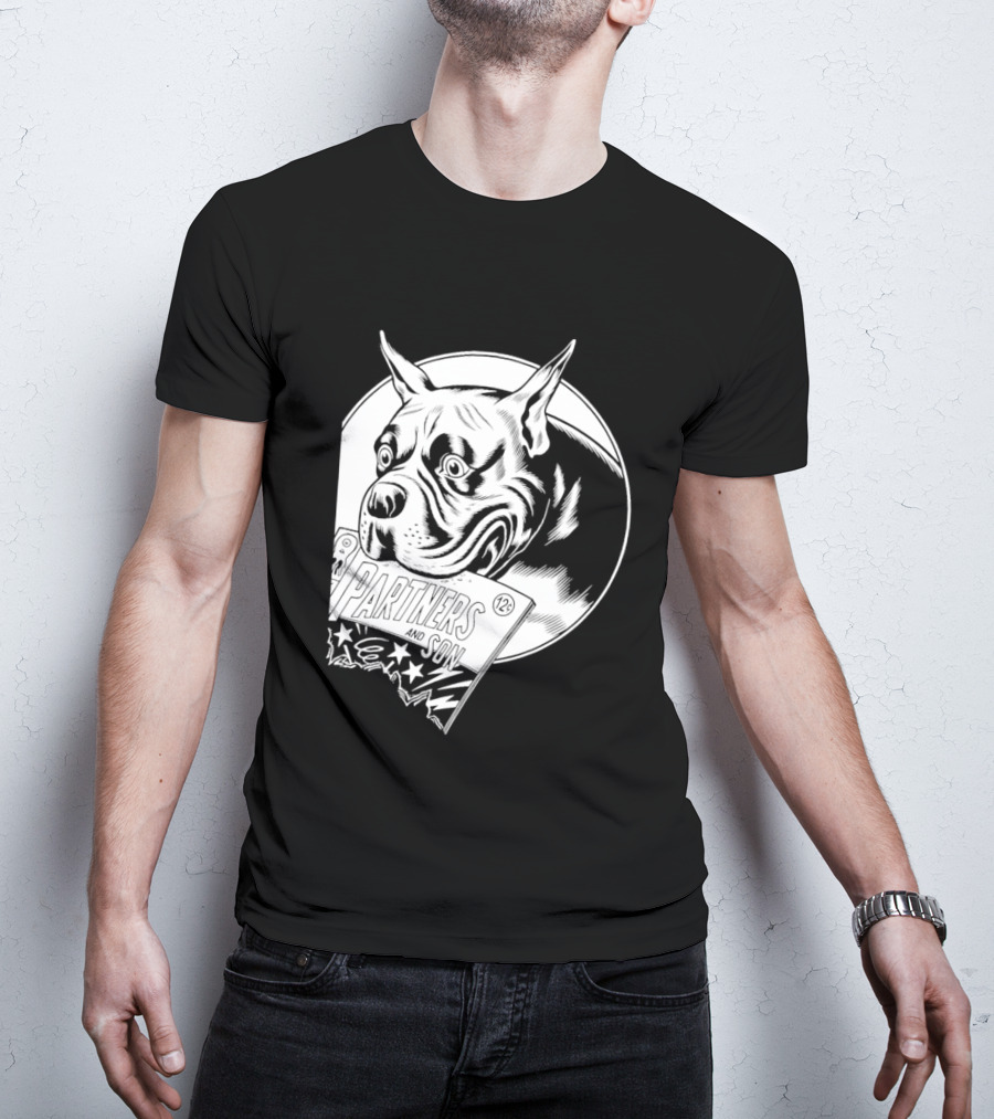 Pitbull Dog Comic Book With Biting Graphic And Stars T-Shirt