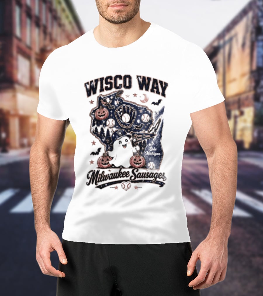 Wisco Way Milwaukee Sausages Halloween Ghosts 2026 T-Shirt