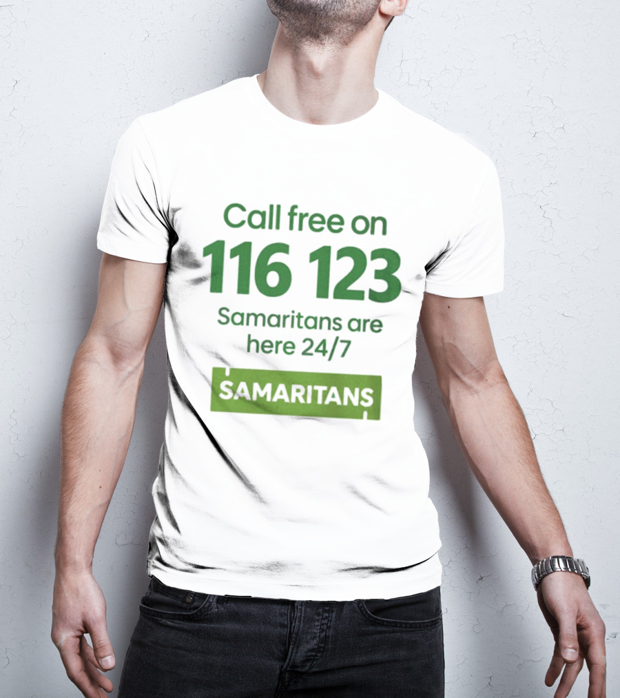 Aston Villa Together Against Suicide Samaritans 116 123 Call Free 24/7 T-Shirt