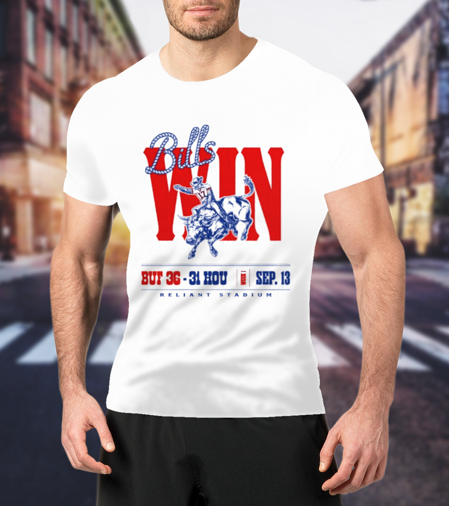 Bills Win BUF 36 31 HOU Week 1 Sep 13 Reliant Stadium Retro Style Football Victory Celebration T-Shirt