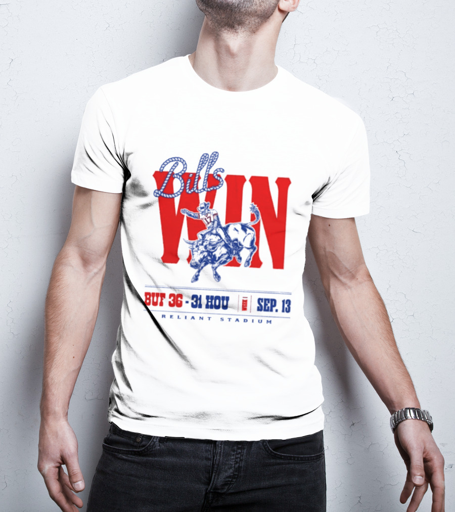 Bills Win BUF 36 31 HOU Week 1 Sep 13 Reliant Stadium Retro Style Football Victory Celebration T-Shirt