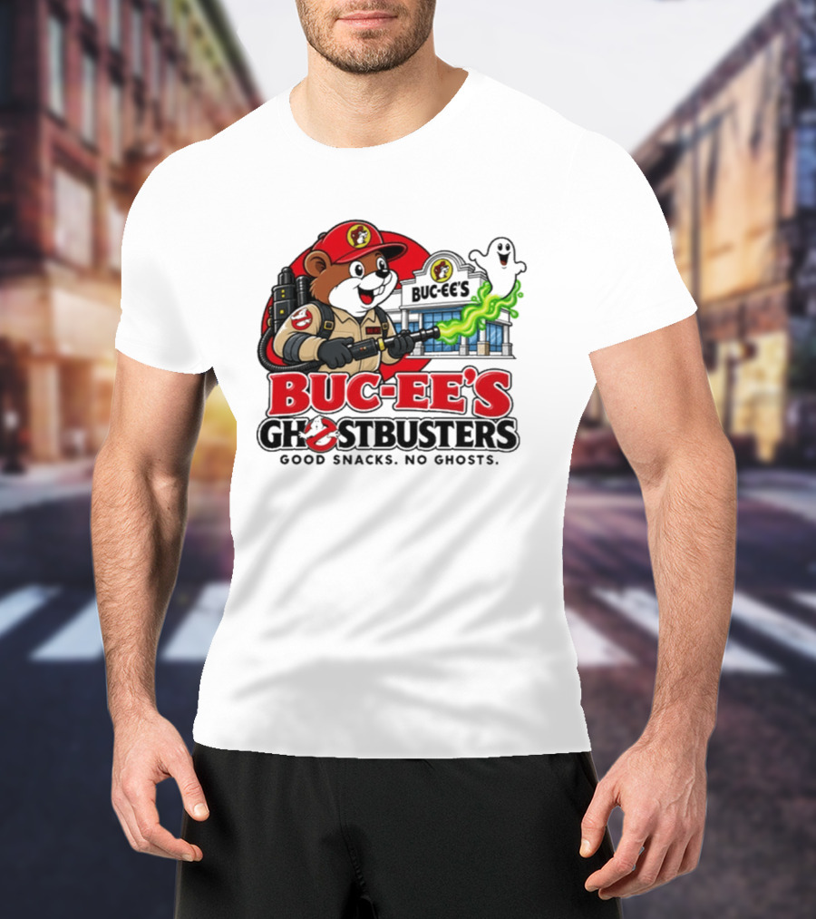 Buc Ee's Ghostbusters Good Snacks No Ghosts Ghostbuster T-Shirt
