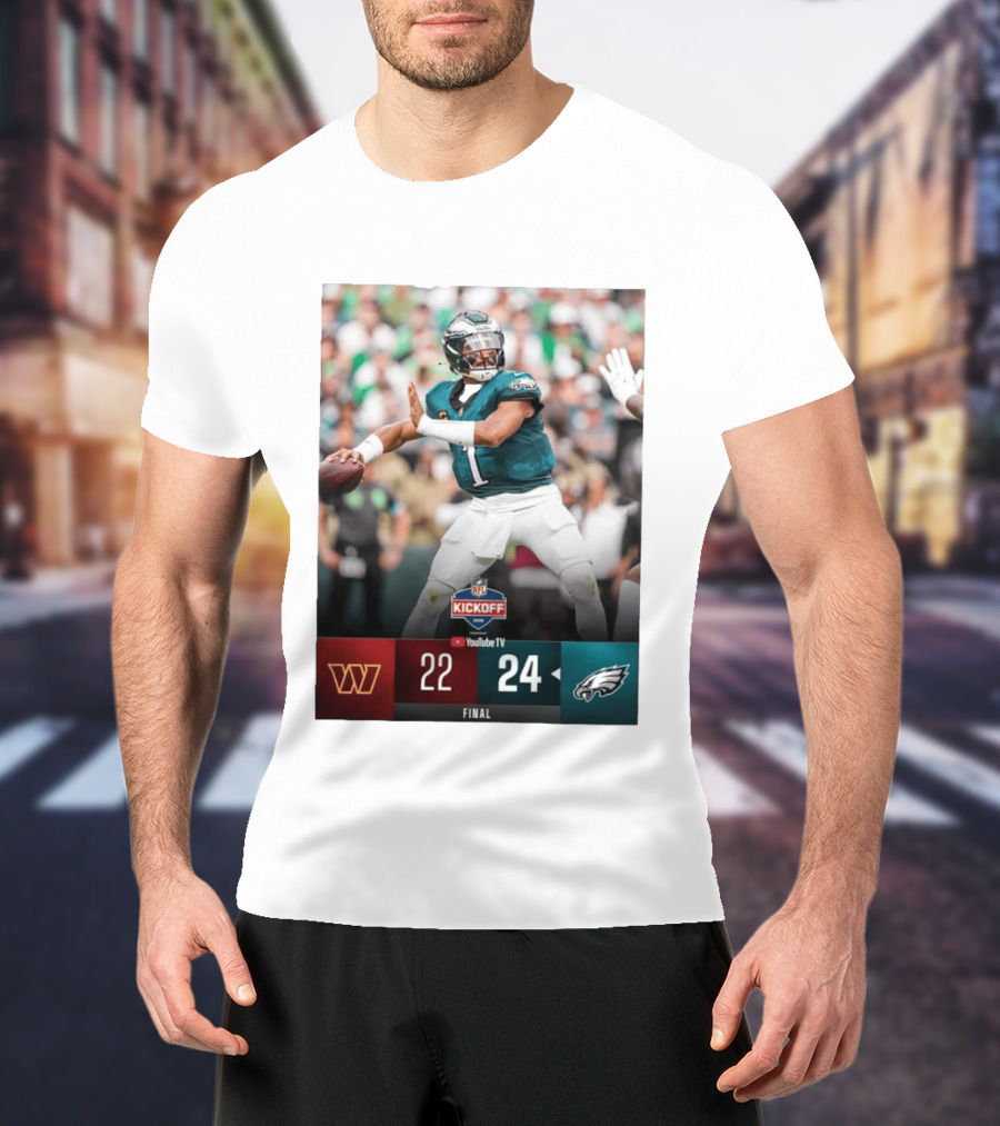 Jalen Hurts NFL Kickoff Philadelphia Eagles Victory 24 22 Final T-Shirt