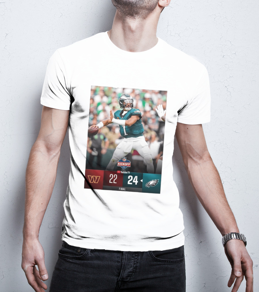 Jalen Hurts NFL Kickoff Philadelphia Eagles Victory 24 22 Final T-Shirt