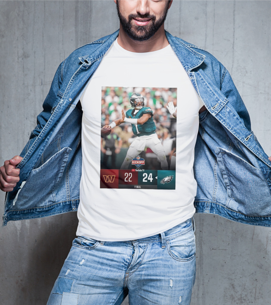 Jalen Hurts NFL Kickoff Philadelphia Eagles Victory 24 22 Final T-Shirt