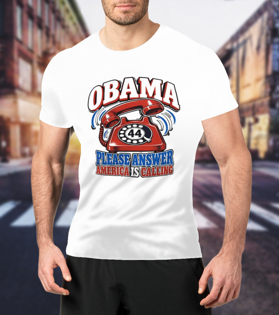 Obama 44 Please Answer America Is Calling Retro Telephone T-Shirt