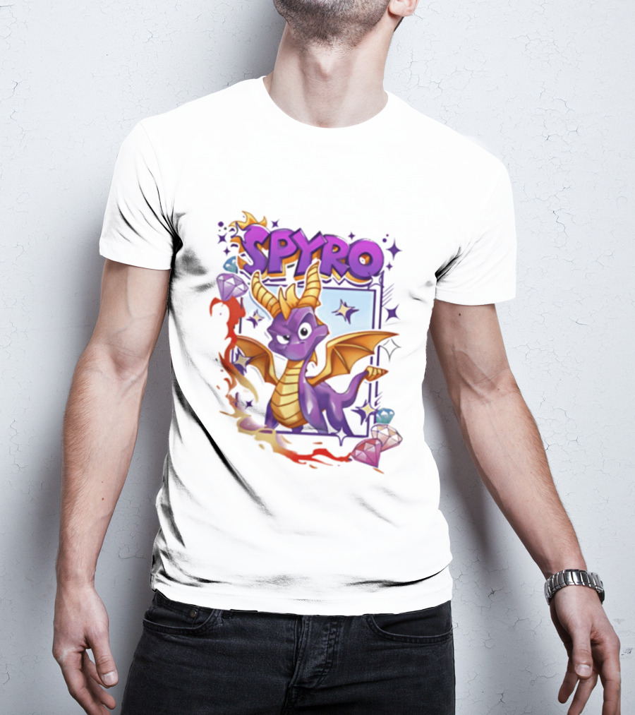 Spyro Purple Dragon Cartoon Polaroid Adventure T-Shirt