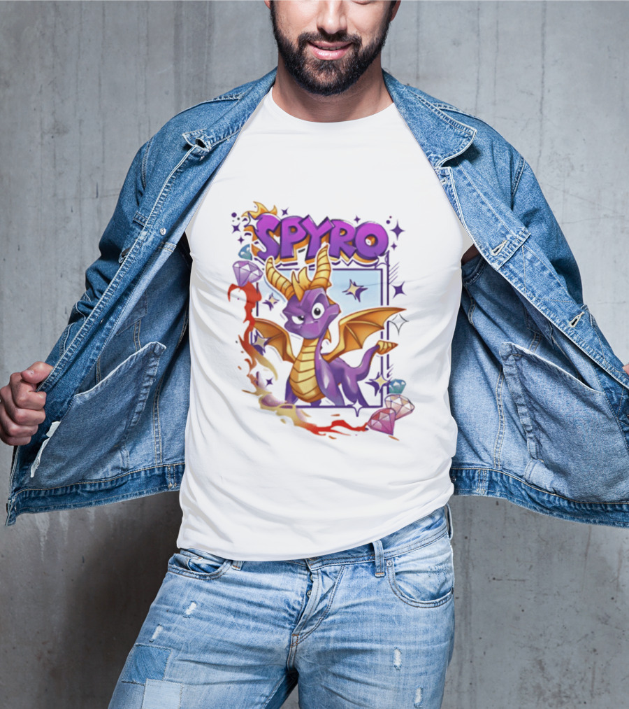 Spyro Purple Dragon Cartoon Polaroid Adventure T-Shirt