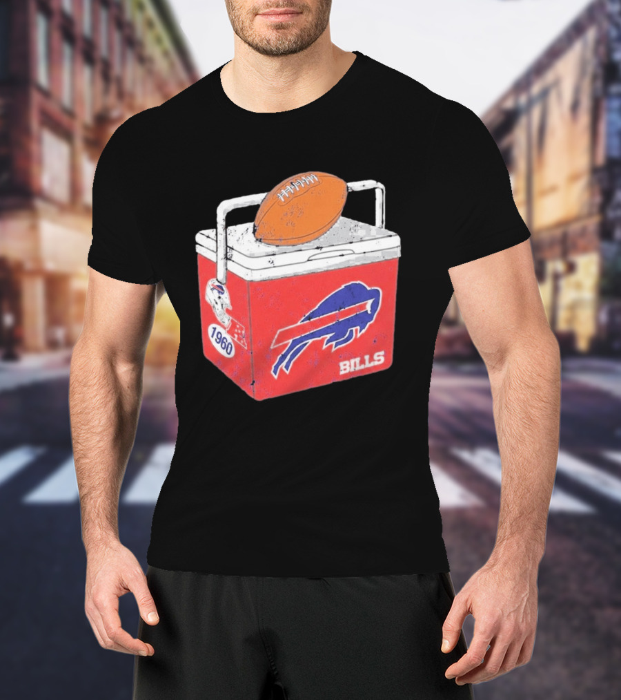 Buffalo Bills 1960 Retro Cooler With Football T-Shirt