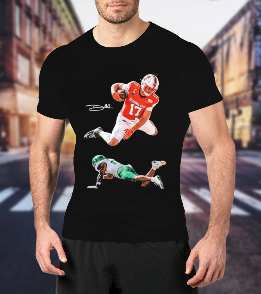 Oklahoma State Football Player Leap Over Oregon Opponent T-Shirt