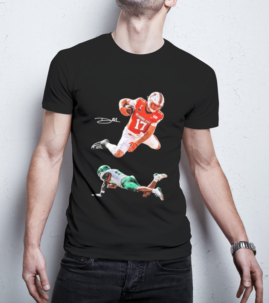 Oklahoma State Football Player Leap Over Oregon Opponent T-Shirt