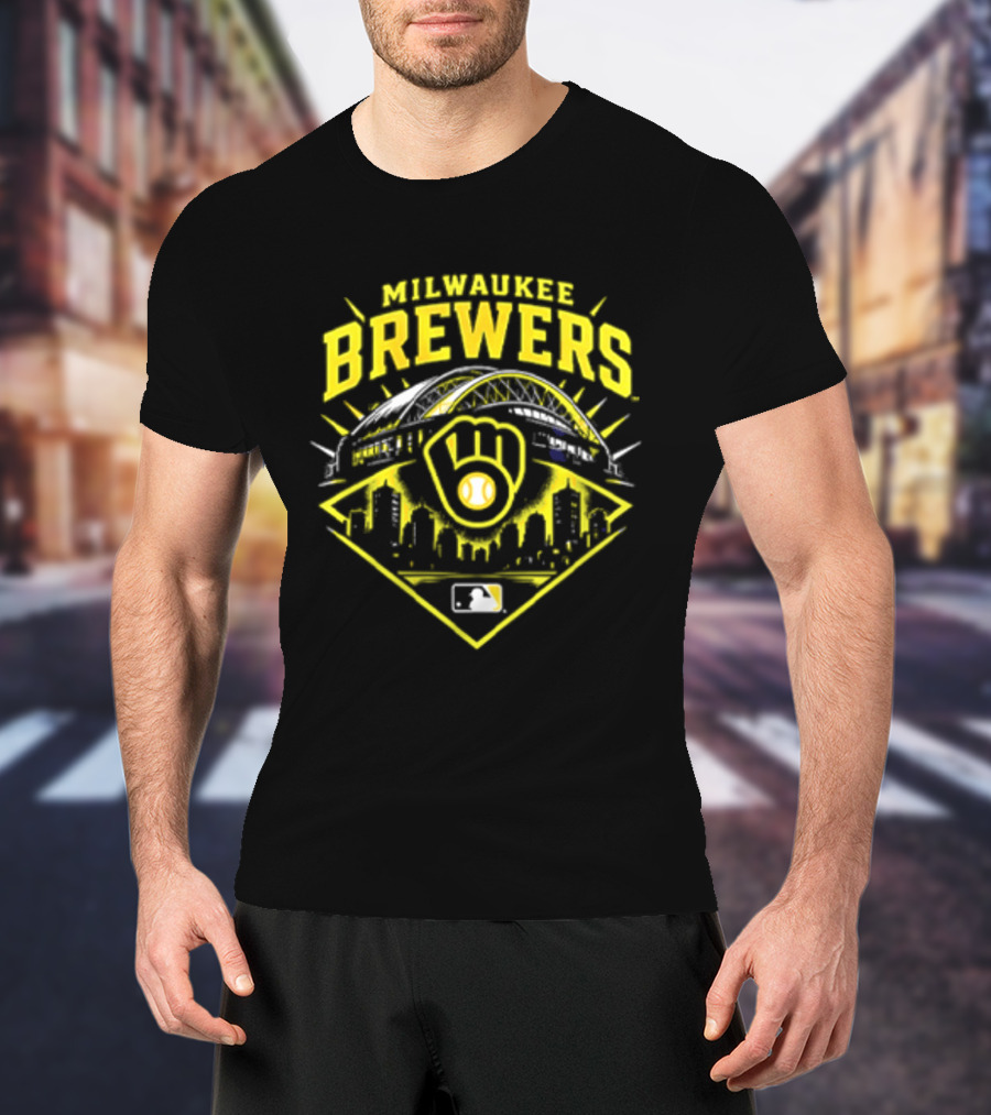 Milwaukee Brewers Skyline Baseball MLB Postseason 2026 Win Our Way Stadium T-Shirt