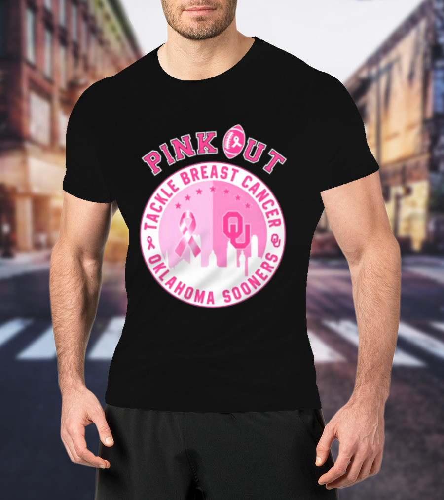 Oklahoma Sooners Pink Out Tackle Breast Cancer Football NCAA T-Shirt