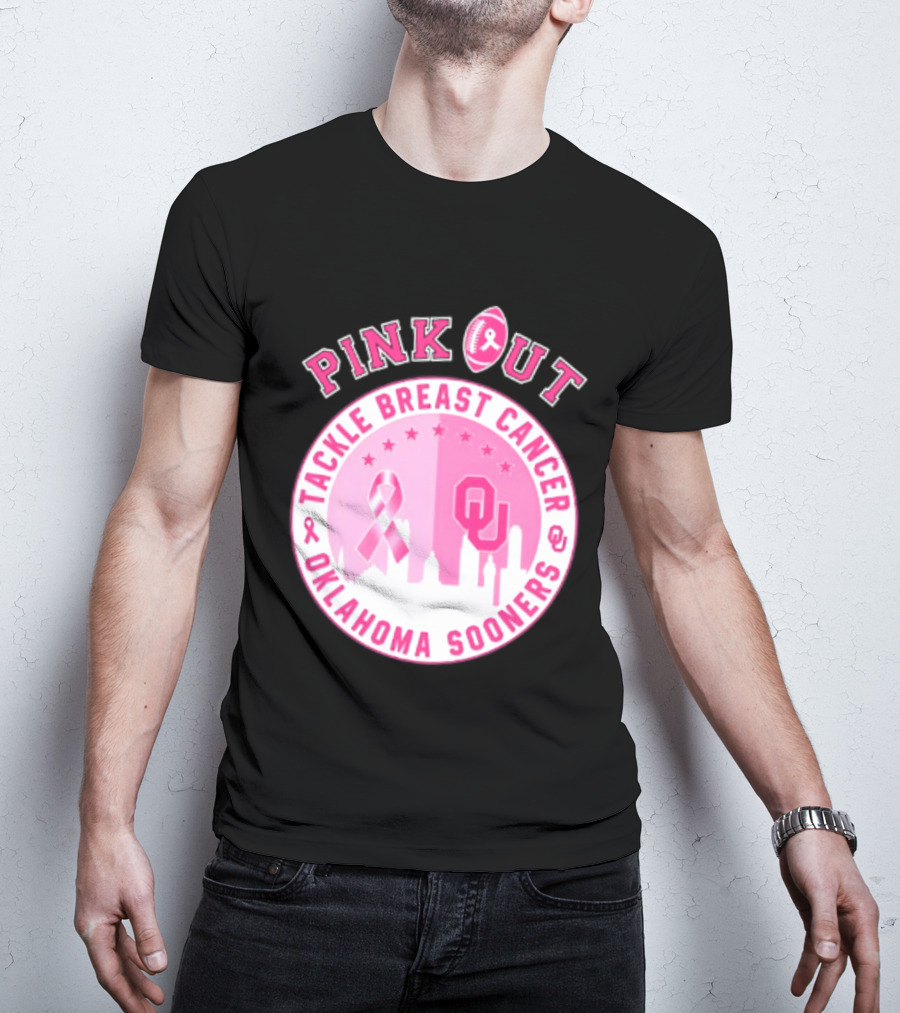 Oklahoma Sooners Pink Out Tackle Breast Cancer Football NCAA T-Shirt