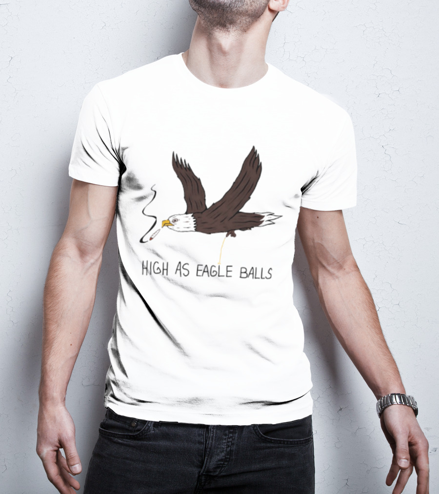 High As Eagle Balls Smoking Eagle Meme T-Shirt