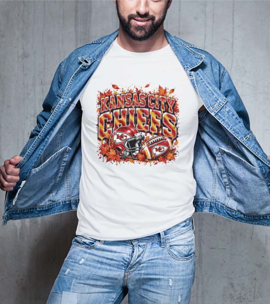 Kansas City Chiefs Football Helmet Autumn Leaves 2026 T-Shirt