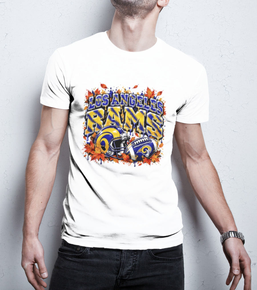 Los Angeles Rams Helmet Autumn Leaves Halloween 2026 T-Shirt