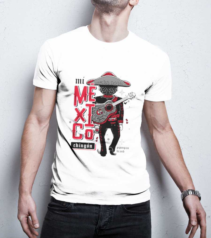Mi Mexico Chingon Mexico Lindo Pipiripau Brand Traditional Charro Guitar T-Shirt