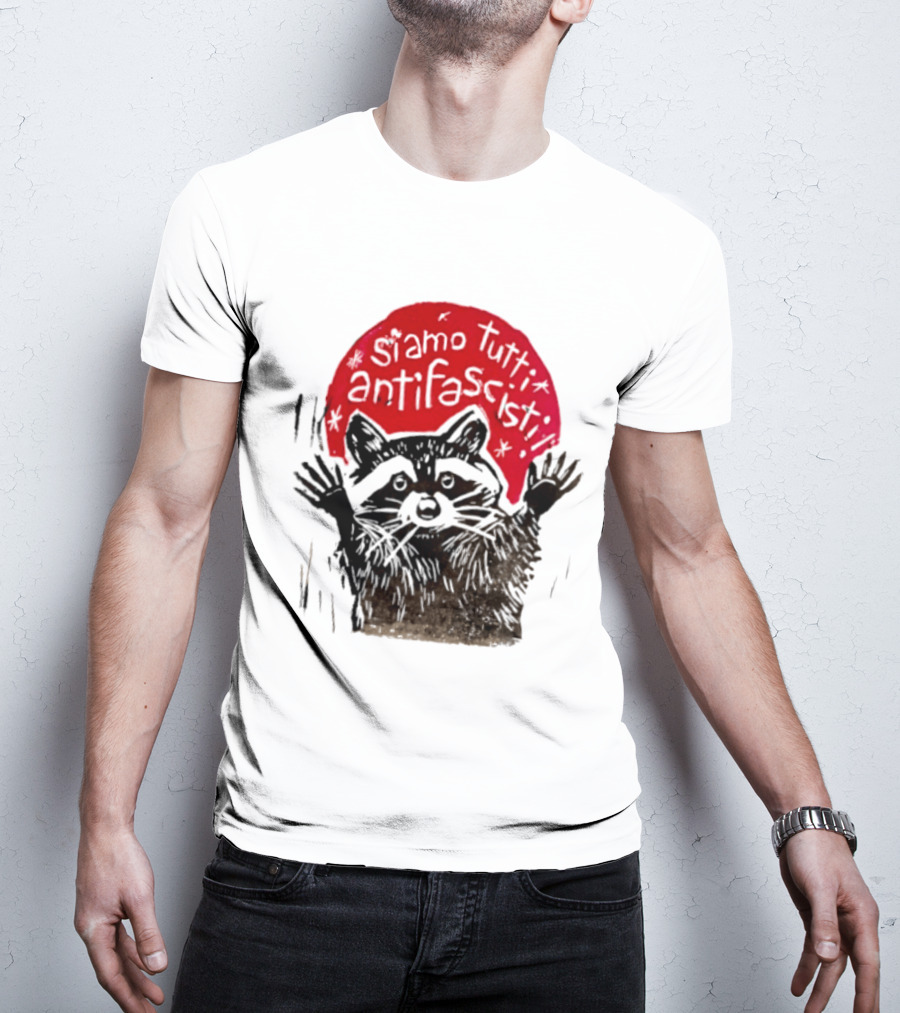 Siamo Tutti Antifascisti Raccoon Image T-Shirt