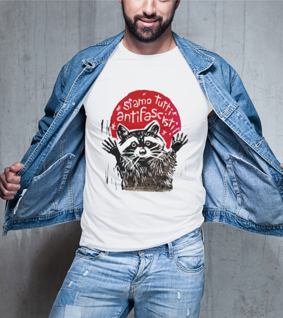 Siamo Tutti Antifascisti Raccoon Image T-Shirt