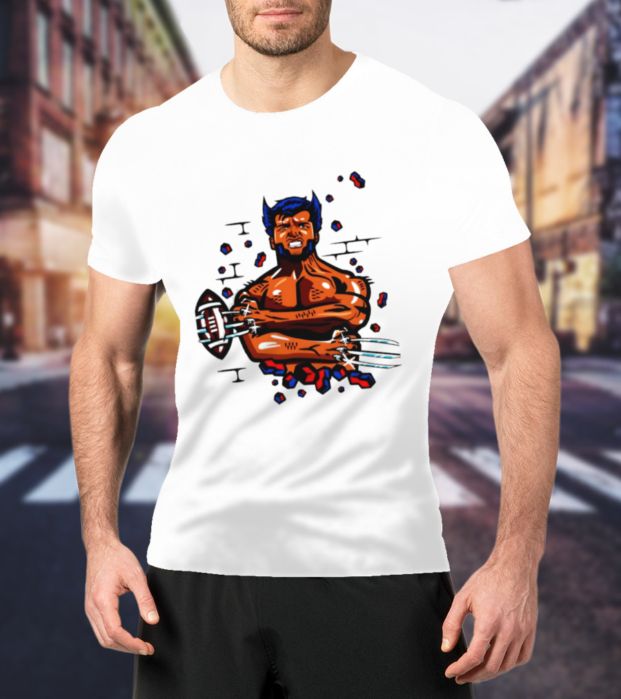 Marvel Wolverine Football Caricature Bold Comic T-Shirt