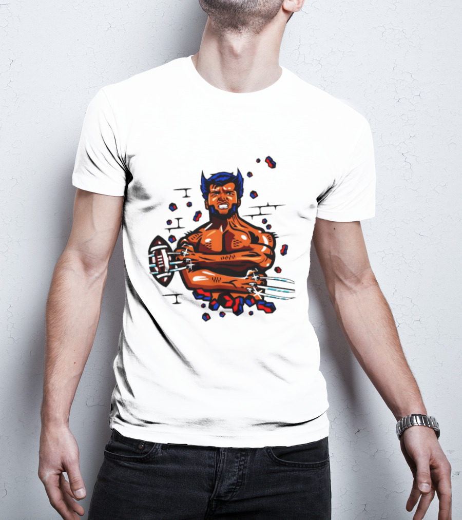 Marvel Wolverine Football Caricature Bold Comic T-Shirt