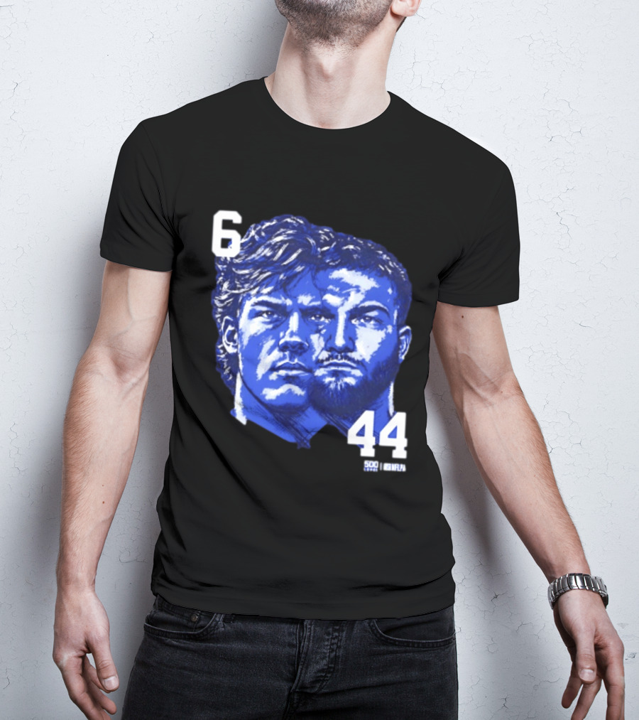 Jaxson Dart Cam Skattebo 6 44 New York Giants Face Morph Sports Fan T-Shirt