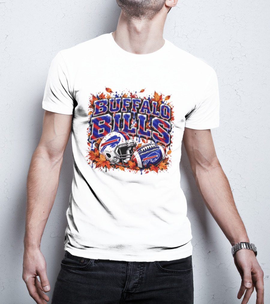 Buffalo Bills Helmet Fall Leaves Football Spirit T-Shirt