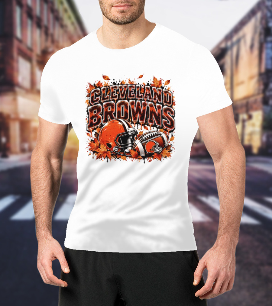 Cleveland Browns Football Helmet Autumn Leaves Halloween 2026 T-Shirt