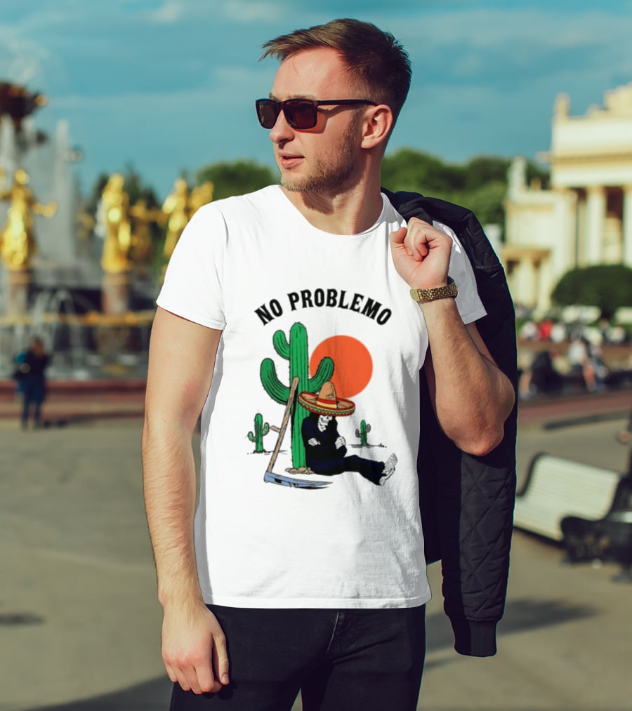 No Problemo Grim Reaper Sombrero Cactus Sunset Mexico T-Shirt