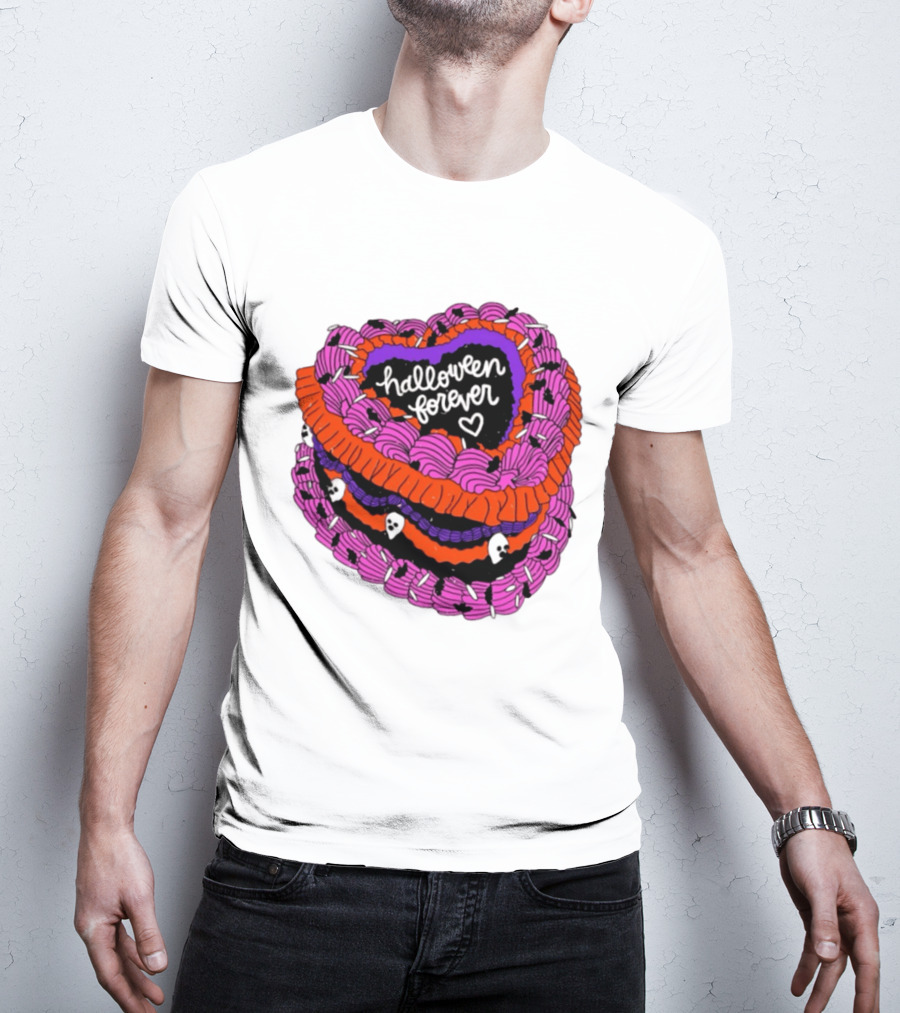 Halloween Forever Heart Cake Spooky Goth Aesthetic Skeleton Decor T-Shirt