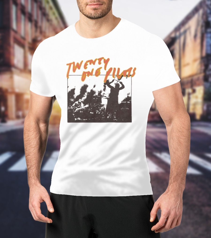 Twenty One Pilots Live Photo Silhouette Drummer Stage Performance T-Shirt