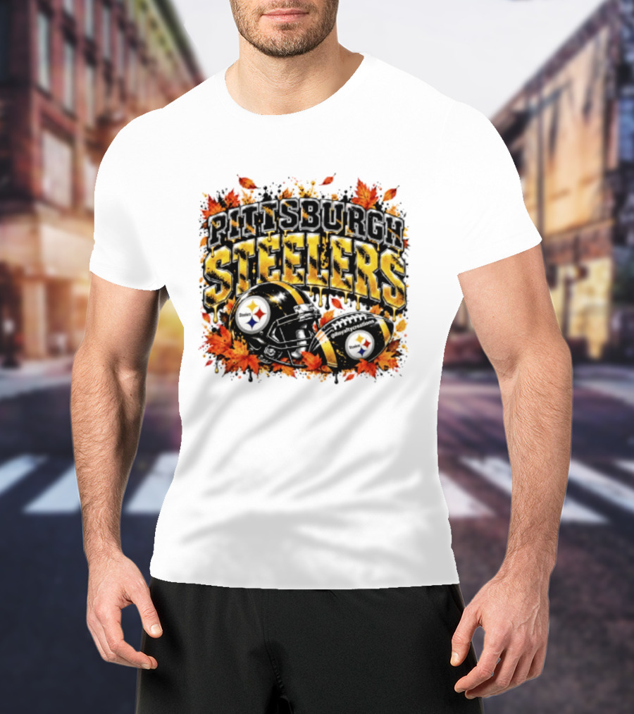 Pittsburgh Steelers Football Helmets Autumn Leaves Halloween 2026 T-Shirt