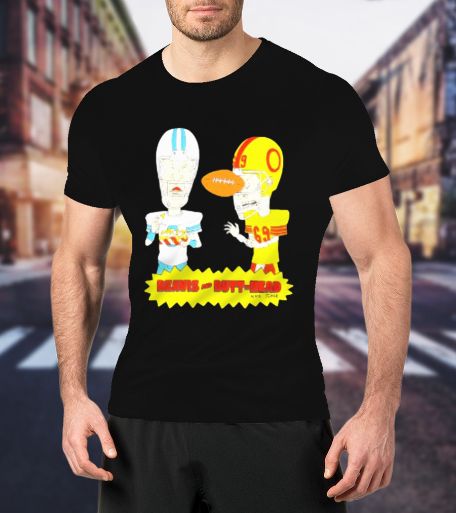 Beavis And Butt Head Football Parody Player Cartoons MTV Series 90s Humor T-Shirt