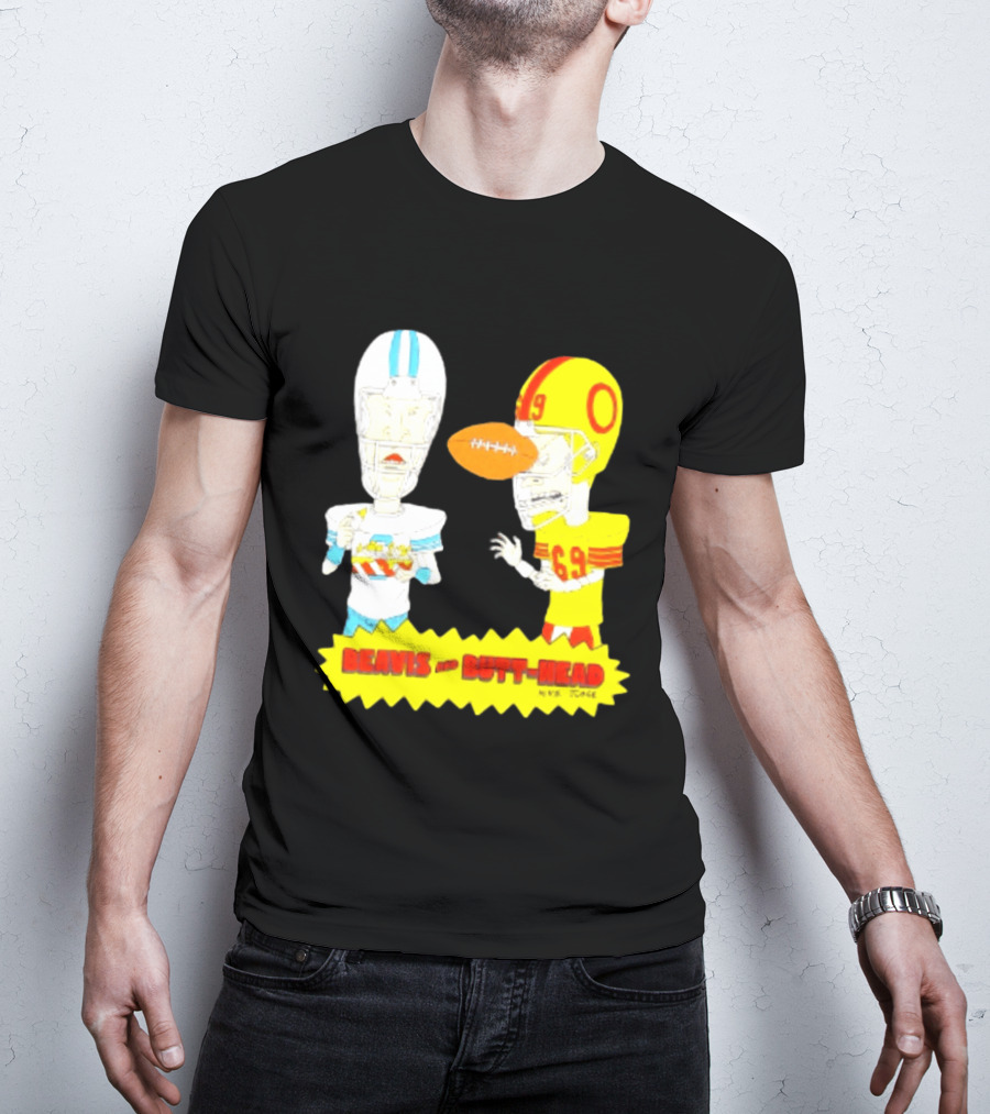 Beavis And Butt Head Football Parody Player Cartoons MTV Series 90s Humor T-Shirt