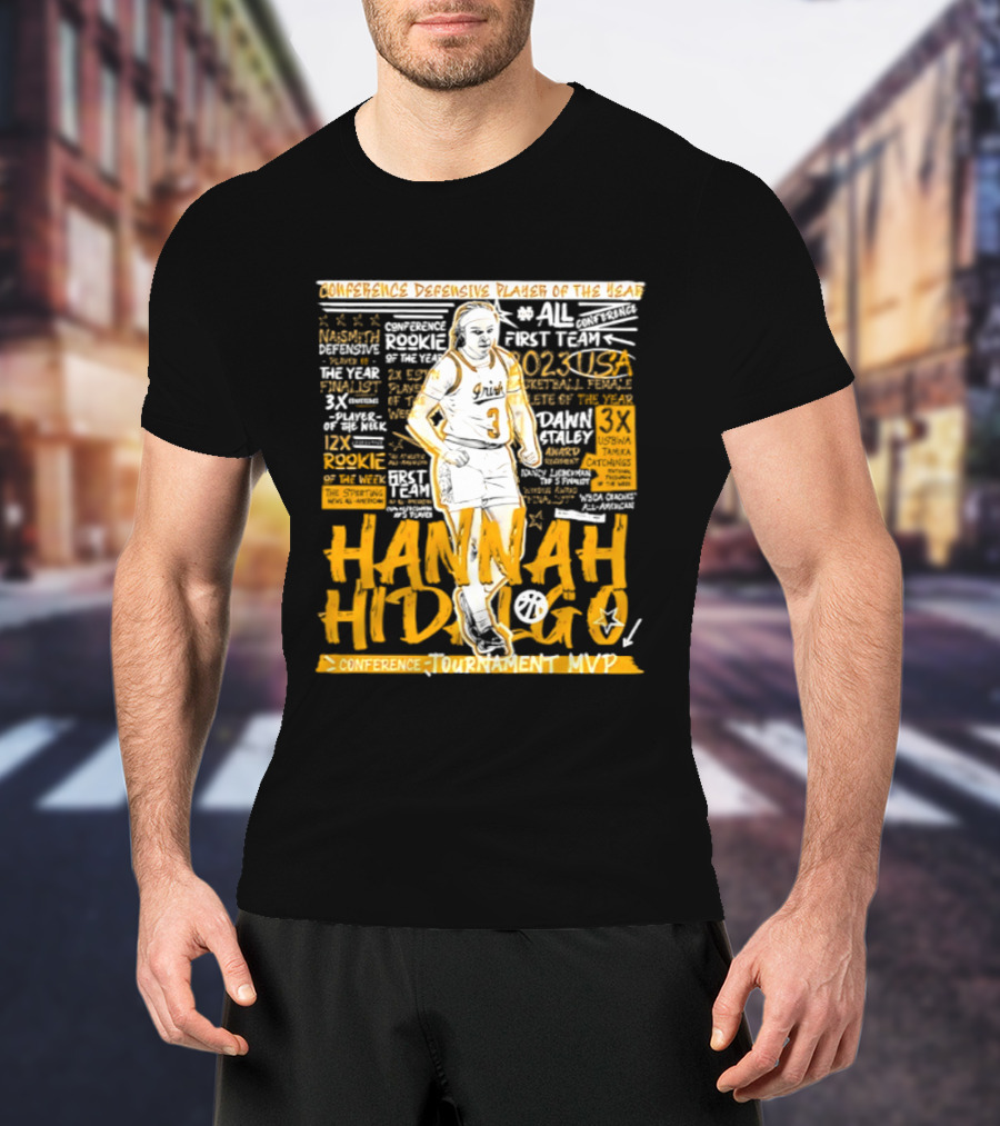 Hannah Hidalgo 2023 NCAA Conference Defensive Player Of The Year Tournament MVP Rookie Team Honors T-Shirt