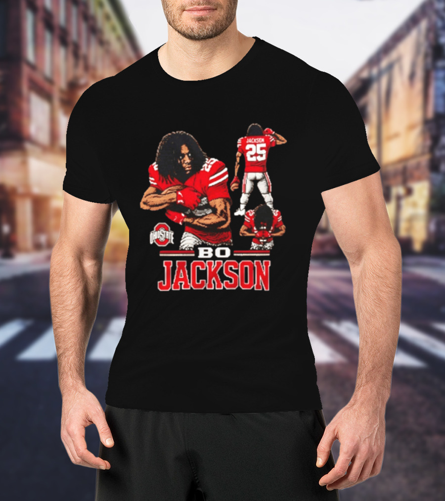 Ohio State Buckeyes Bo Jackson Football Player 25 Red Jersey T-Shirt