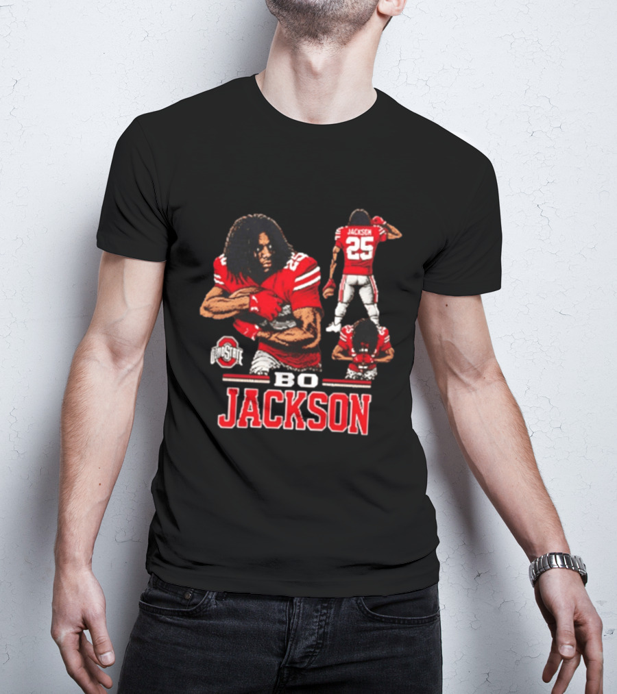 Ohio State Buckeyes Bo Jackson Football Player 25 Red Jersey T-Shirt
