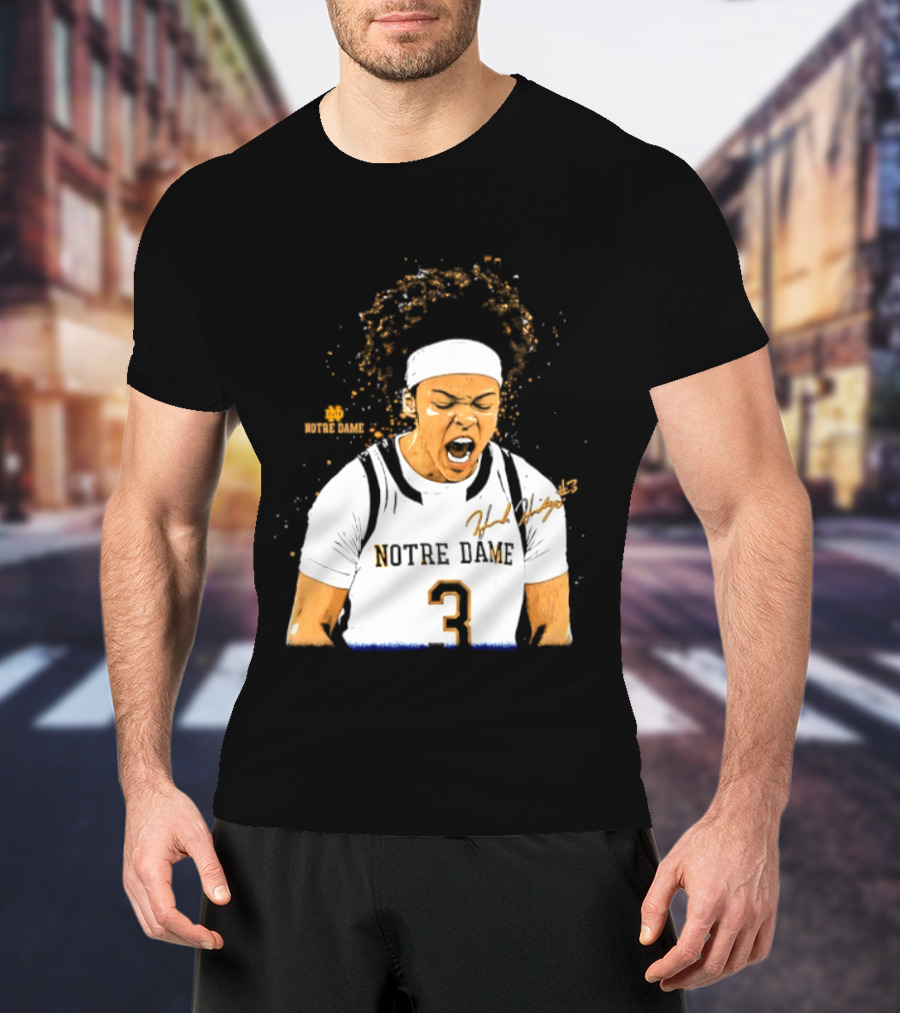 Notre Dame Basketball Hannah Hidalgo Caricature Number 3 NCAA Women's Player T-Shirt