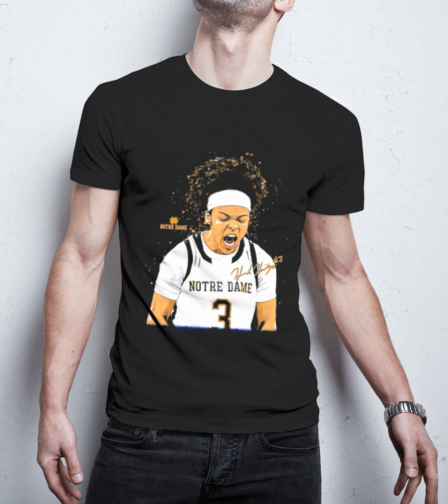 Notre Dame Basketball Hannah Hidalgo Caricature Number 3 NCAA Women's Player T-Shirt