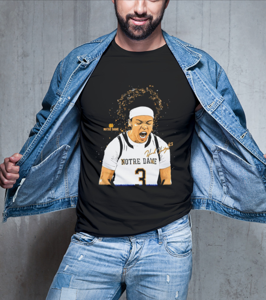 Notre Dame Basketball Hannah Hidalgo Caricature Number 3 NCAA Women's Player T-Shirt