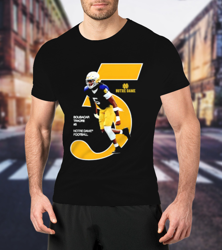 Boubacar Traore 5 Notre Dame Football Player NCAA Iconic Number T-Shirt