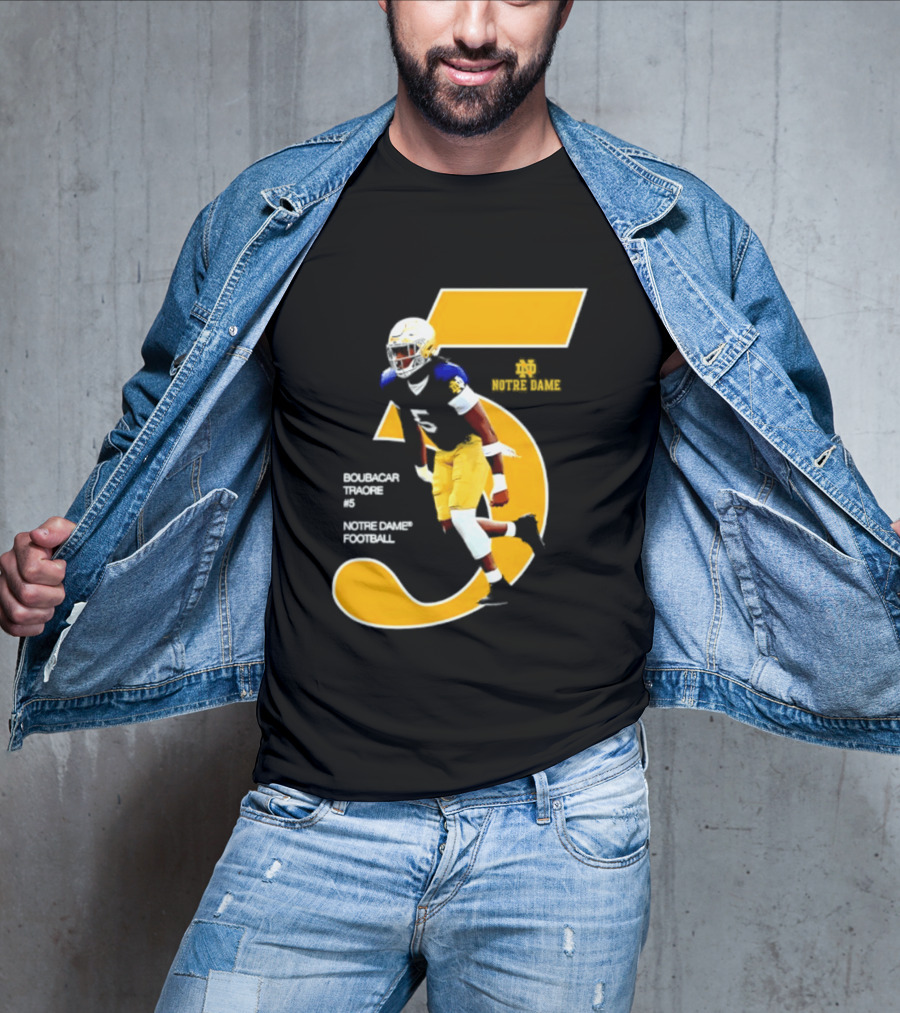 Boubacar Traore 5 Notre Dame Football Player NCAA Iconic Number T-Shirt