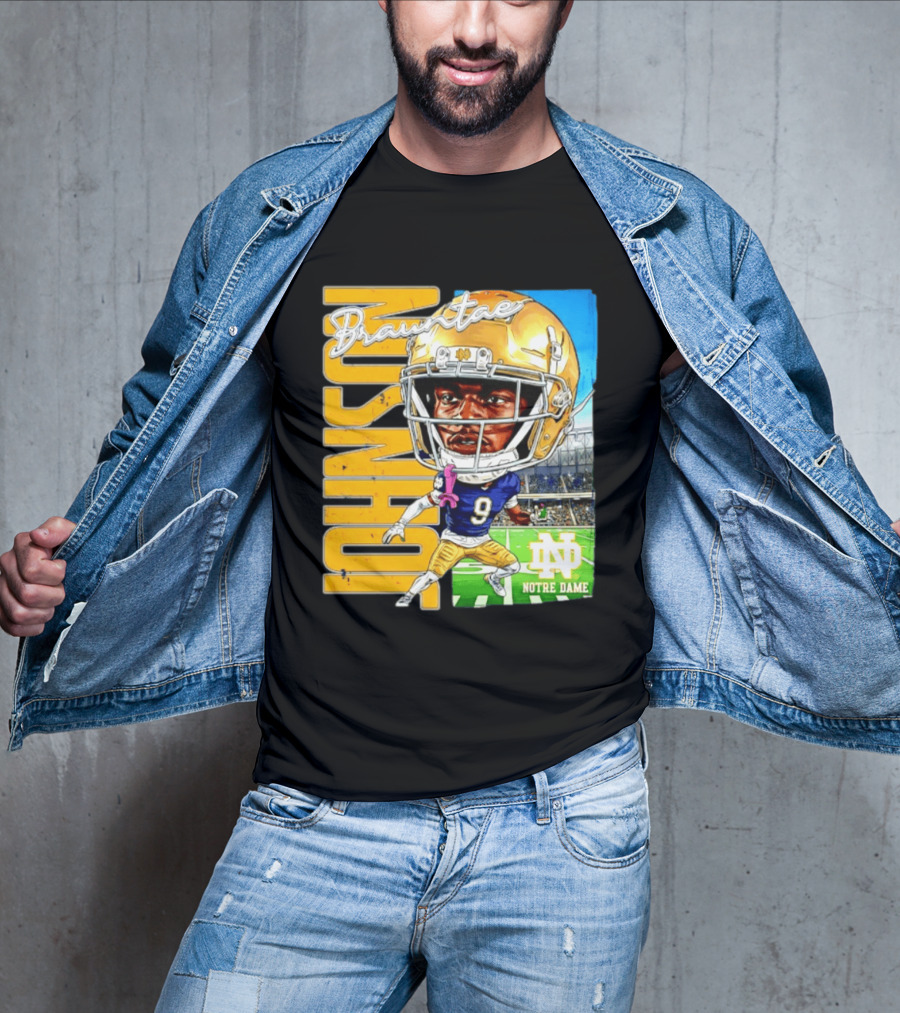 Notre Dame NCAA Football Brauntae Johnson 9 Caricature T-Shirt