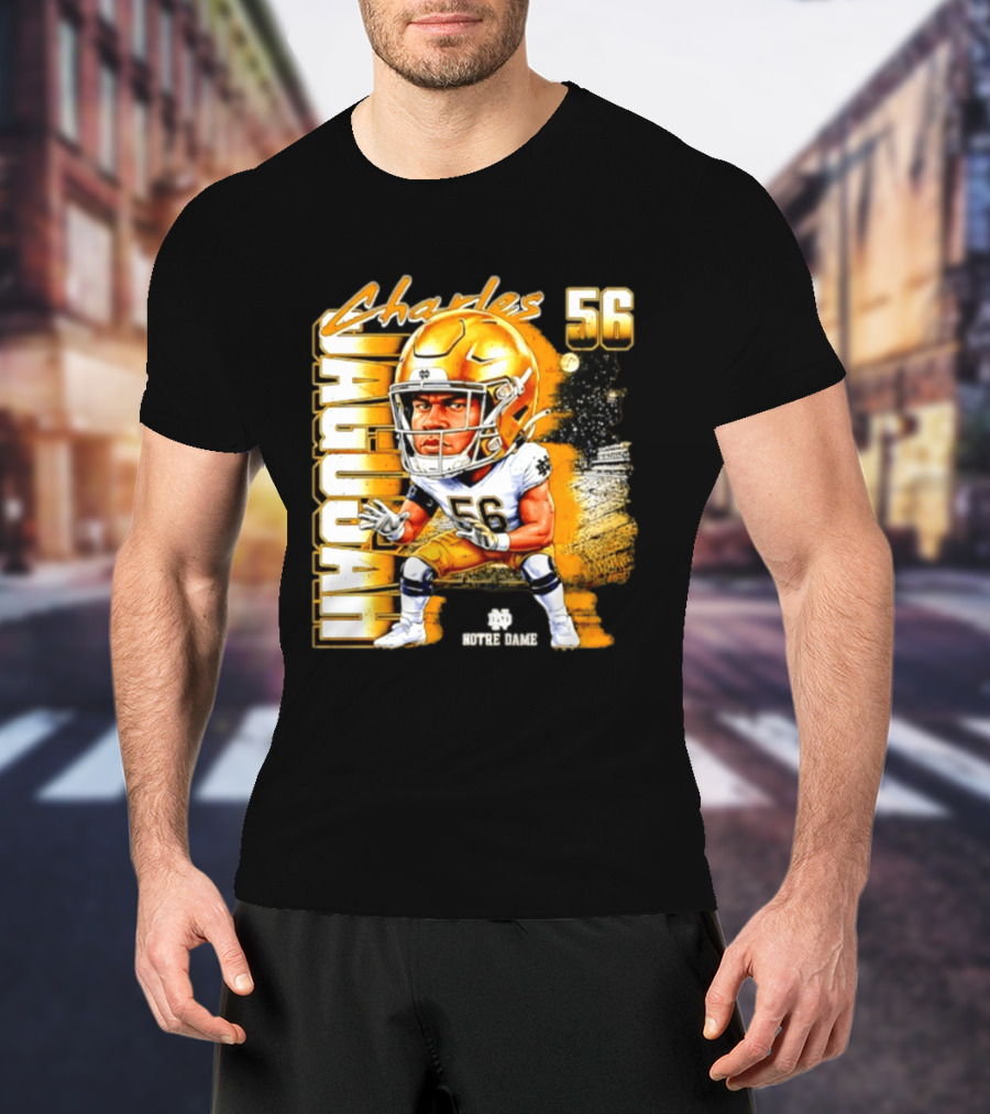 Charles Jagusah 56 Notre Dame Player NCAA Football Caricature T-Shirt