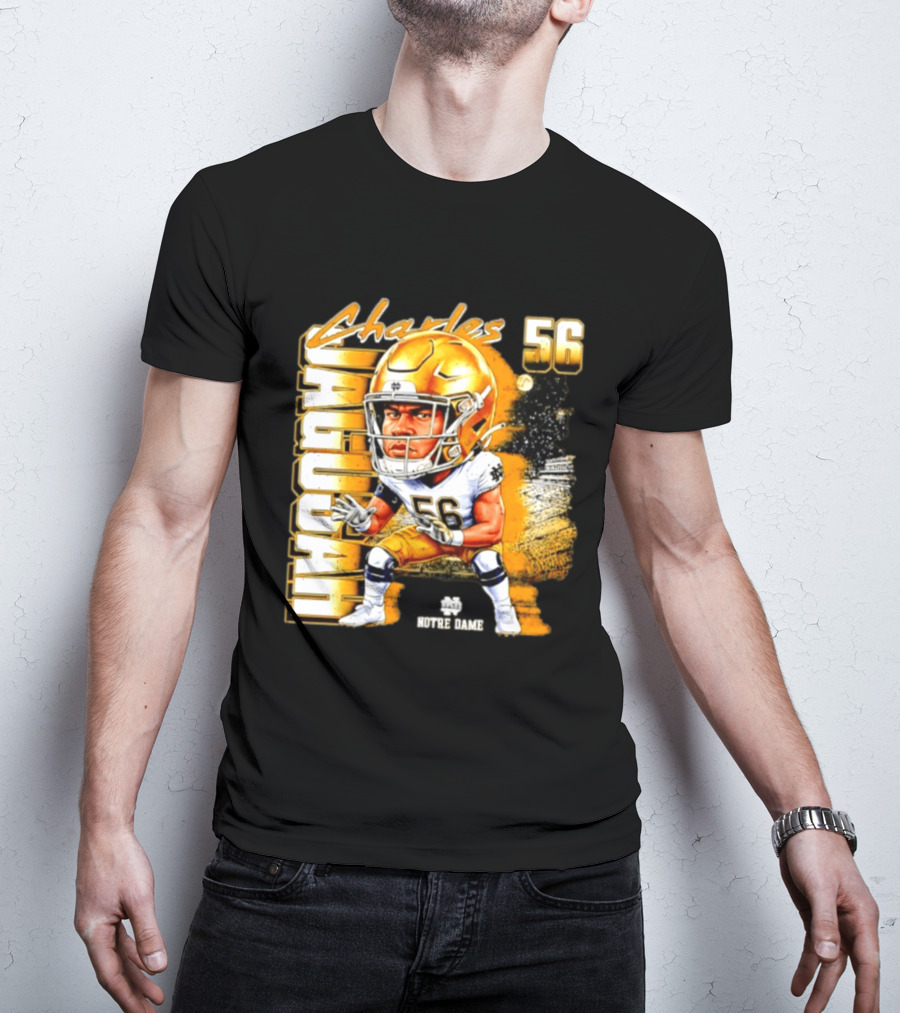 Charles Jagusah 56 Notre Dame Player NCAA Football Caricature T-Shirt