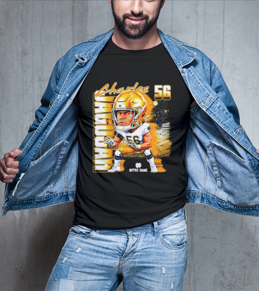 Charles Jagusah 56 Notre Dame Player NCAA Football Caricature T-Shirt